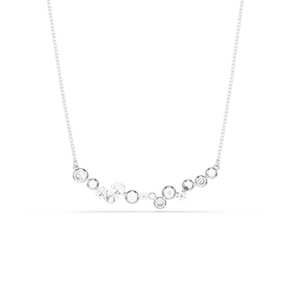 Constella necklace, Mixed cuts, White, Rhodium plated