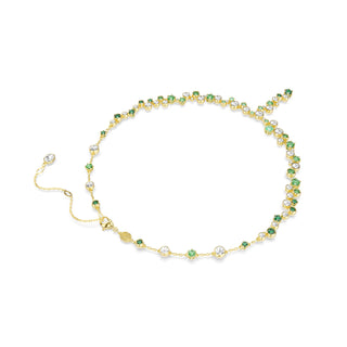 Constella Y necklace, Mixed cuts, Green, Gold-tone plated