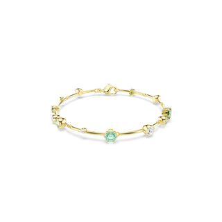 Constella bracelet, Mixed cuts, Green, Gold-tone plated