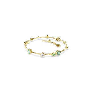 Constella bracelet, Mixed cuts, Green, Gold-tone plated