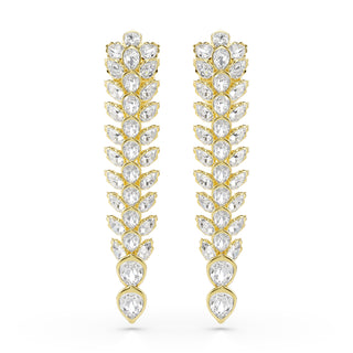 Idyllia drop earrings Mixed cuts, Long, White, Gold-tone plated