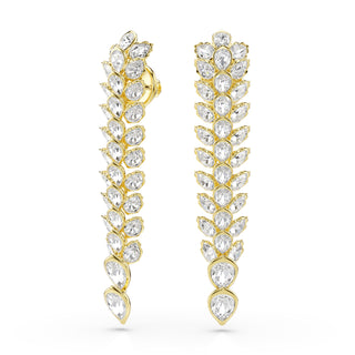 Idyllia drop earrings Mixed cuts, Long, White, Gold-tone plated