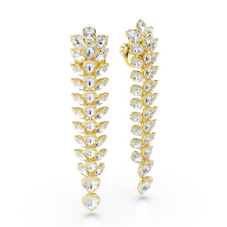 Idyllia drop earrings Mixed cuts, Long, White, Gold-tone plated