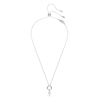 Mesmera pendant, Pear cut, White, Rhodium plated