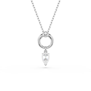 Mesmera pendant, Pear cut, White, Rhodium plated