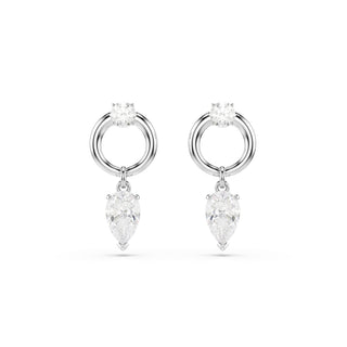 Mesmera drop earrings, Mixed cuts, White, Rhodium plated