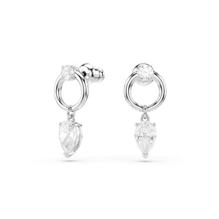 Mesmera drop earrings, Mixed cuts, White, Rhodium plated