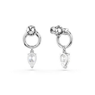 Mesmera drop earrings, Mixed cuts, White, Rhodium plated