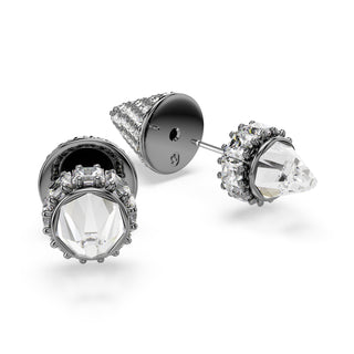 Sublima stud earrings Spike, White, Ruthenium plated