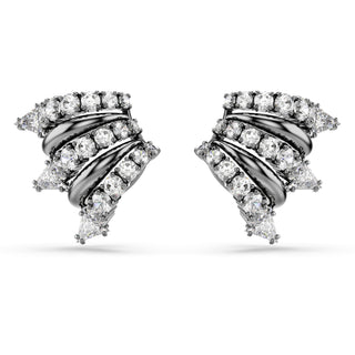 Sublima ear cuffs White, Ruthenium plated