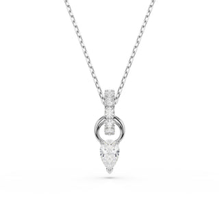 Mesmera set Pear cut, Round cut, White, Rhodium plated