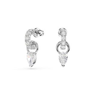 Mesmera set Pear cut, Round cut, White, Rhodium plated
