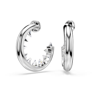 Sublima hoop earrings White, Rhodium plated