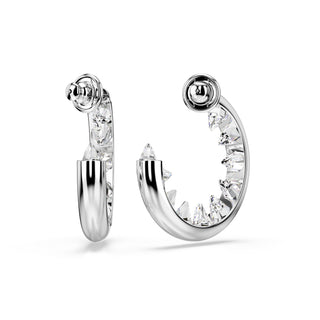 Sublima hoop earrings White, Rhodium plated