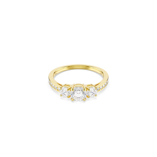 Stilla Attract ring, Round cut, White, Gold-tone plated