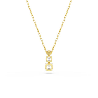 Stilla Attract pendant, Round cut, White, Gold-tone plated