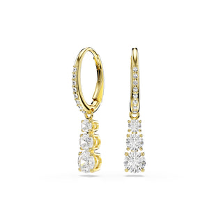 Stilla Attract hoop earrings, Round cut, White, Gold-tone plated