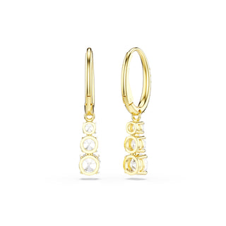 Stilla Attract hoop earrings, Round cut, White, Gold-tone plated