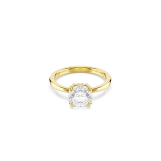 Stilla Attract cocktail ring, Round cut, White, Gold-tone plated