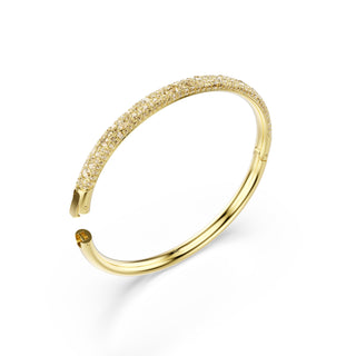 Sublima bangle, Snow pavé, White, Gold-tone plated
