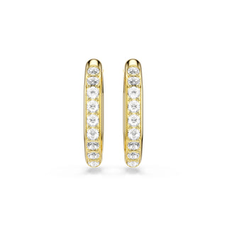 Dextera hoop earrings, Octagon shape, Round cut, White, Gold-tone plated