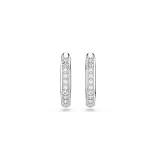 Dextera hoop earrings, Octagon shape, Round cut, White, Rhodium plated