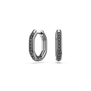 Dextera hoop earrings, Octagon shape, Round cut, White, Ruthenium plated
