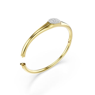Dextera bangle, Round cut, White, Gold-tone plated