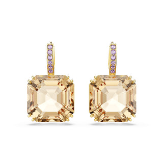 Millenia drop earrings, Mixed cuts, Caramel, Gold-tone plated