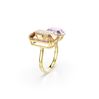 Millenia open ring, Octagon cut, Multicolored, Gold-tone plated