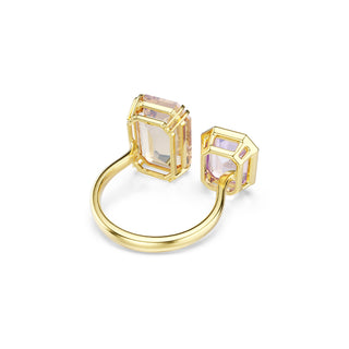 Millenia open ring, Octagon cut, Multicolored, Gold-tone plated