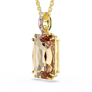 Millenia pendant, Octagon cut, Caramel, Gold-tone plated