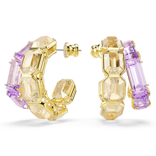 Millenia hoop earrings, Mixed cuts, Multicolored, Gold-tone plated