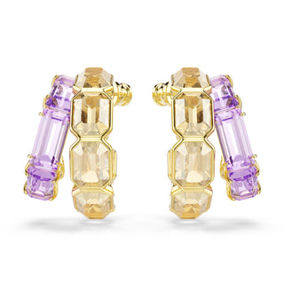 Millenia hoop earrings, Mixed cuts, Multicolored, Gold-tone plated