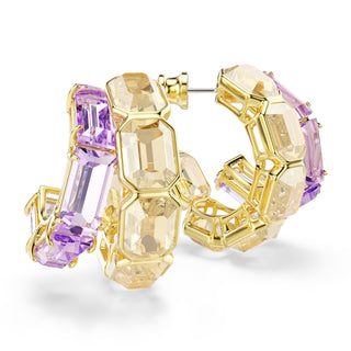 Millenia hoop earrings, Mixed cuts, Multicolored, Gold-tone plated