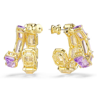 Millenia hoop earrings, Mixed cuts, Multicolored, Gold-tone plated