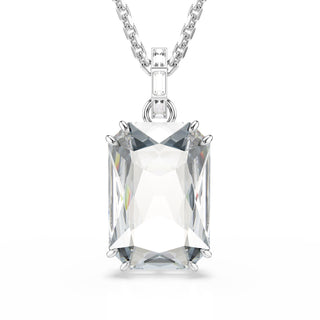 Millenia pendant, Octagon cut, White, Rhodium plated