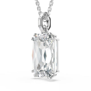 Millenia pendant, Octagon cut, White, Rhodium plated