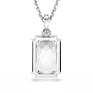 Millenia pendant, Octagon cut, White, Rhodium plated