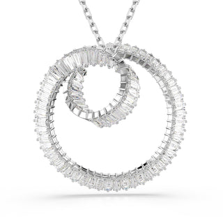 Matrix pendant Baguette cut, White, Rhodium plated