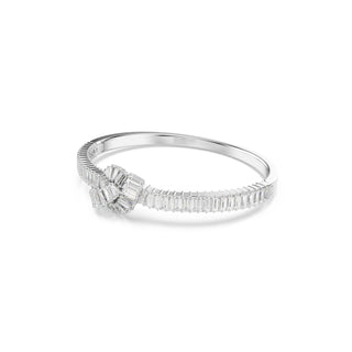Matrix bangle, Baguette cut, Knot, White, Rhodium plated