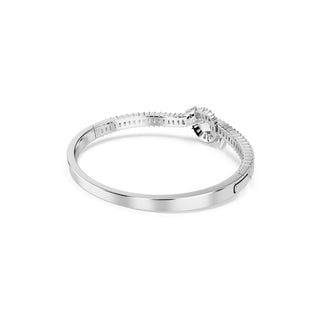 Matrix bangle, Baguette cut, Knot, White, Rhodium plated