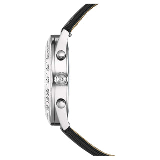 Dextera tachymetre watch, Swiss Made, Leather strap, Silver tone, Stainless steel
