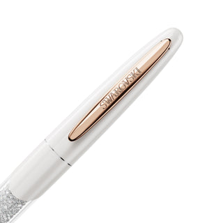Crystalline Nova rollerball pen, White, Rose gold-tone plated