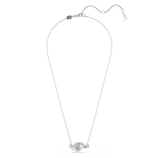 Matrix pendant, Baguette cut, Knot, White, Rhodium plated