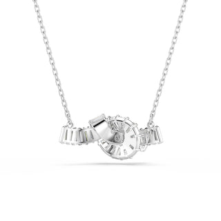 Matrix pendant, Baguette cut, Knot, White, Rhodium plated