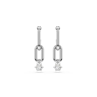 Constella drop earrings, Round cut, White, Rhodium plated