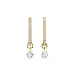 Constella drop earrings, Round cut, White, Gold-tone plated