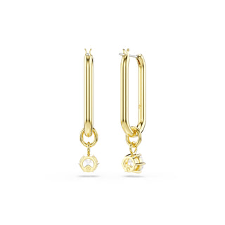 Constella drop earrings, Round cut, White, Gold-tone plated