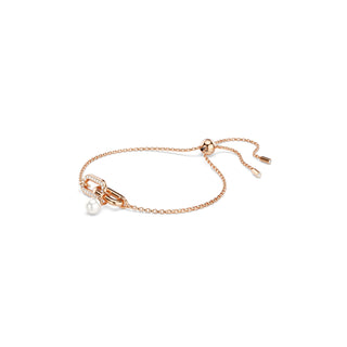 Constella bracelet, Crystal pearl, Round cut, White, Rose gold-tone plated